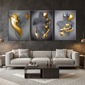 Amor corazón estatua arte abrazando <span class=keywords><strong>parejas</strong></span> plata dorada figura pared arte para decoración para sala <span class=keywords><strong>de</strong></span> estar - Product Image 1