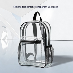 Custom Logo PVC Transparent <strong>Backpack</strong> Clear <strong>Bag</strong> <strong>for</strong> Women Men School Sports Music <strong>Travel</strong> Mesh Pocket Wholesale OEM Factory Direct - Product Image 1