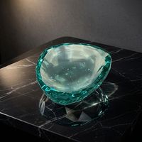 Bol à fruits en verre vert menthe facetté de luxe moderne, style nordique, bols à salade en cristal transparent pour hôtel haut de gamme et décoration intérieure