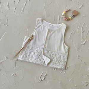 Korababy Cárdigan de malla floral transpirable para bebé niña, estilo coreano INS, cuello redondo, para primavera y otoño, dulce y casual para el día a día - Product Image 2