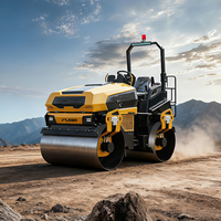 Rouleau compacteur vibrant à double tambour Kubota 45,7 CV 4 tonnes avec pompe à engrenages motorisée 2x48KN pour compactage de chaussées en asphalte à faible force de compactage