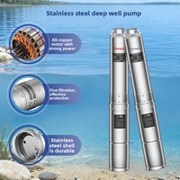 Pompe submersible électrique en acier inoxydable 304 avec protection IP68 pour puits, irrigation de puits profonds à haut débit, 20 GPM, usage domestique