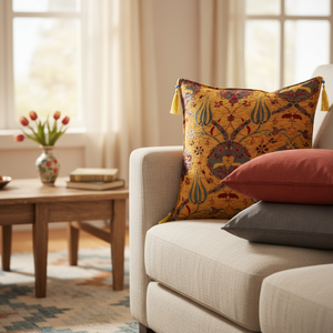 Amazing Orange Turkish <b>Cushion</b> <b>Cover</b> With Tulip Design From Turkey - Product Image 3