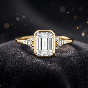 Cross-border New Hot Lab Grown Diamond Emerald Cut Men's 10k/14k/18k Yellow Gold IGI Certified High Quality Light Luxury <b>Ring</b> - Product Image 2