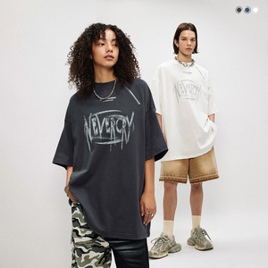 เสื้อยืดแขนสั้นผู้ชาย American Street <span class=keywords><strong>ESAN</strong></span> คอกลมทรงโอเวอร์ไซส์ สไตล์ลำลองสำหรับฤดูร้อน ผ้าฝ้ายผสมไหม 100% ไม่เป็นขุย รับผลิตตามสั่งขายส่ง - Product Image 2