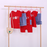 Ensemble de vêtements en coton et élasthanne pour bébé de style cool Ensemble deux pièces de broderie artisanale à manches courtes avec logo personnalisé