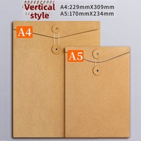 Carpeta de Papel Kraft Grueso Marrón A4/A5 de Gran Capacidad, con Cierre de Cordón Horizontal, Tamaño Personalizable, Impresión para Datos