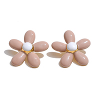 Anting-anting stud enamel stainless steel JINYOU 5946 yang lucu, tahan air, berlapis emas, dan elegan untuk pemakaian sehari-hari