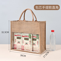 Bolsa de Yute Grande, Tipo Tote, para Compras o Playa, Negra, Personalizada, Bolsas de Hesse para Mujer, Bolsos de Mano, Venta al Por Mayor, con Botones