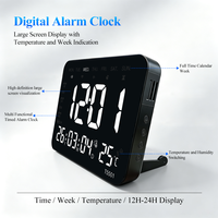 Jam Alarm Dinding Digital Multifungsi Kalender Elektronik Timer Monitor Suhu dan Kelembapan Ruangan untuk Rumah Kantor