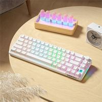 Teclado Mecánico para Juegos 0713FX de 68 Teclas, Inalámbrico, Recargable, de Bajo Precio, para Computadora Portátil, de Escritorio, DIY, Mini, con Retroiluminación LED RGB, USB-C, Azul