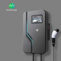 Estación de Carga para Vehículos Eléctricos en Centros Comerciales, Wallbox de 7KW Tipo 1, Cargador Inteligente AC con RFID, WiFi, OCPP, CE, TUV, Control por Aplicación, Pantalla LCD, WrightCharge