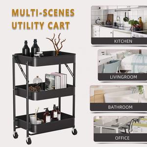 <span class=keywords><strong>Chariot</strong></span> de rangement multicouche pour la <span class=keywords><strong>maison</strong></span> et la cuisine <span class=keywords><strong>Chariot</strong></span> pliant multifonctionnel <span class=keywords><strong>Chariot</strong></span> à main roulant à 3 couches avec roues - Product Image 6
