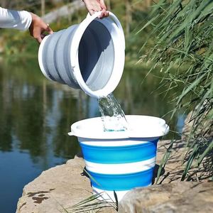 Multifunctional Portable Silicone Collapsible <b>Bucket</b> Handheld Outdoor Car Wash Fishing Travel Camping Home Use - Product Image 4