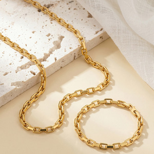 Minimalist Geometric 316 Stainless Steel Box Chain <b>Stacking</b> <b>Necklace</b> 18K Gold Plated Anti-Tarnish PVD Unisex Hip Hop Fashion - Product Image 5