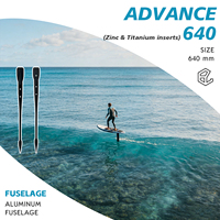 Fuselage Hydrofoil Ultrashort Advance+ Noir 640 en Aluminium avec Anode en Zinc pour Wing Foil, Surf Foil et Système de Pump Foiling
