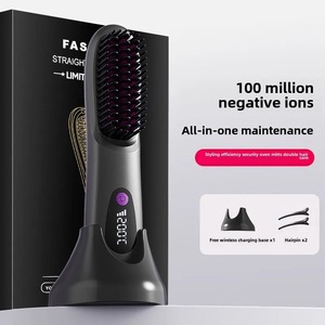 Nuevo Cepillo Alisador Recargable con Base LCD - Cepillo Térmico Portátil con Iones Negativos, Cepillo para Alisar el Cabello sin Daños - Product Image 6