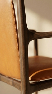 Chaise de salle à manger en bois massif de style nordique moderne, assise en cuir véritable pleine fleur pour la maison, le restaurant, l'hôtel, meubles PISANO - Product Image 6