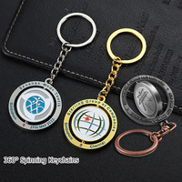 Vente en gros de porte-clés rotatifs, logo personnalisé, lettre, marque d'entreprise, porte-clés rotatif, métal, alliage de zinc, émail, 2d 3D
