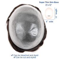 Tampilan Realistis 80% Kepadatan Rendah Kulit Tipis 0.02-0.04mm Rambut Toupee untuk Pria Pengganti Rambut Alami Remy India untuk Pria