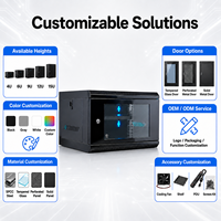 Kabinet Server Dinding 4U Kustom 19 Inci dengan Pintu Kaca dan Panel Samping yang Dapat Dilepas