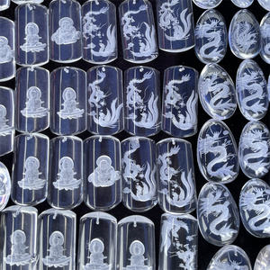 Oyma desen ile doğal temizle kuvars kolye hediye için buda kolye ejderha kolye kristal el sanatları - Product Image 5