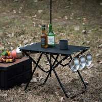 Table pliante portable en acier inoxydable avec base trépied pour camping extérieur, mobilier tactique multifonctionnel pour repas, design moderne
