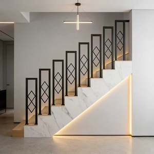 U-Shaped <b>Black</b> Wrought Iron Railing Post Minimalist Design Indoor Stair Railings Durable Metal Handrail Part - Product Image 3