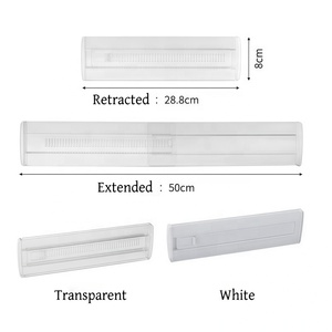 Diviseurs de tiroirs extensibles en plastique transparent épaissi, séparateurs organisateurs à longueur réglable pour armoire de cuisine, placard, étagère - Product Image 5