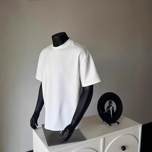 T-shirt da <span class=keywords><strong>uomo</strong></span> girocollo in puro cotone pettinato resistente, <span class=keywords><strong>bianca</strong></span>, a maniche corte, con strato interno e mezze maniche - Product Image 4