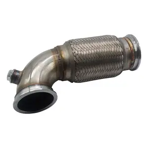 3" 76mm V-Band Downpipe Low Profile 90 Degree With Flex Bellow Pipe Stainless Steel