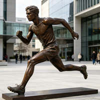 Statue de bronze Running Man, sculpture sur mesure, thème sportif extérieur, taille réelle