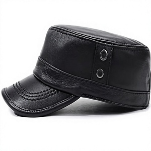 Casquette de style capitaine en cuir noir de haute qualité, élégante, réglable, chapeau d'extérieur, accessoire de mode classique vintage - Product Image 5