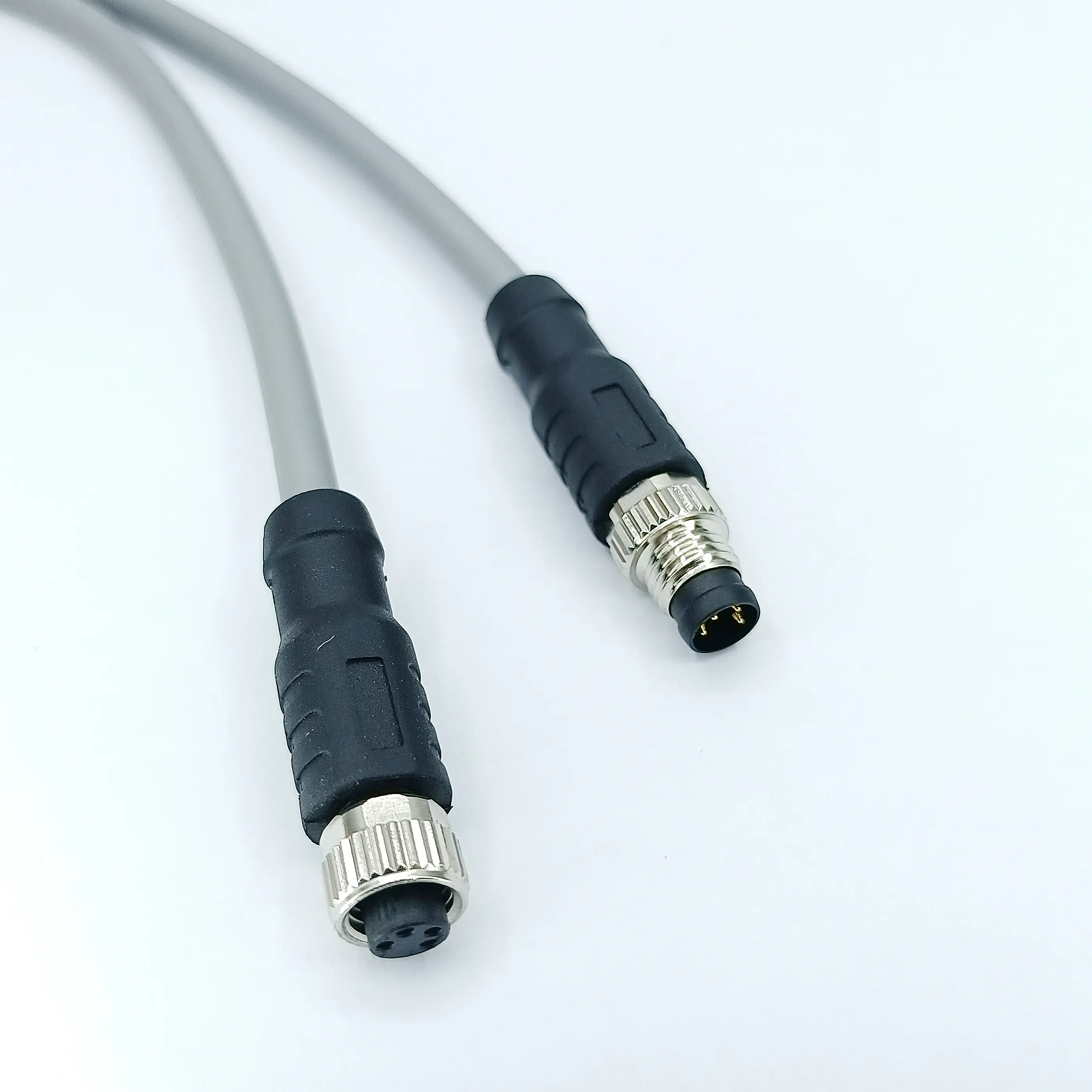 Factory Direct Supply M8 3 4 5 6 8-Pin Overmolded Straight N Right Angle Connector Overmolded Cable