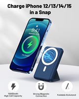 Chargeur portable sans fil magnétique pliable, batterie 10000 mAh avec câble USB C, écran LED, 22,5 W PD Power Bank