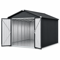 Abri de jardin métallique galvanisé à double porte, grand et spacieux, 10x12 pieds, verrouillable, version haute, pour rangement de jardin