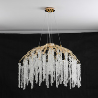 Lustre Carré Moderne en Aluminium de Luxe Léger Hullxine avec Pompons en Cristal et LED, Contrôle Sans Fil, Suspension Domestique, Style Italien