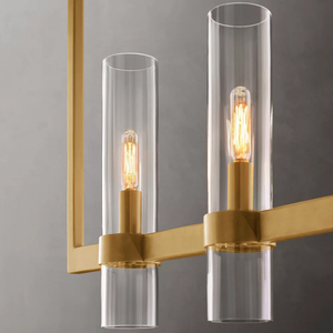 Luxury Round Ring Chandelier Vertical Clear Glass <b>Tube</b> Pendant Light For Residential Dining Foyer Space - Product Image 2