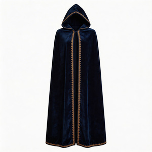 Cape en velours pour Halloween, costume de cosplay de vampire, elfe, reine, cape longue à capuche printemps 2026 - Product Image 1