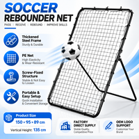 Rebondisseur de football portable avec filet en PE, cadre en acier stable, but de rebond pour l'entraînement au football pour enfants et adultes