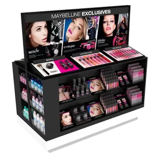 Einzelhandel Beauty Shop Schwarz Kosmetik schrank Lidschatten Liquid Lipstick Holder Showcase Mit Pos Werbung Display