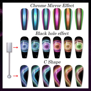 Polvo de Uñas 5D Efecto Ojo de Gato, 12 Colores, Pigmento Láser Brillante, Efecto Aurora Cromado - Product Image 4