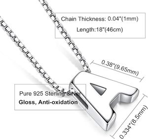 Collier lettre hip-hop à la mode et minimaliste Lettre tridimensionnelle A Plata925 Collier plaqué rhodium <span class=keywords><strong>en</strong></span> argent pur - Product Image 3