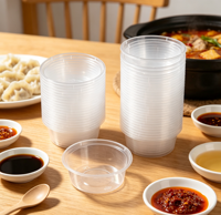 Contenants à sauce jetables en plastique PP transparents, empilables, écologiques et de qualité alimentaire pour sauces de fondue et barbecue – Vente en gros