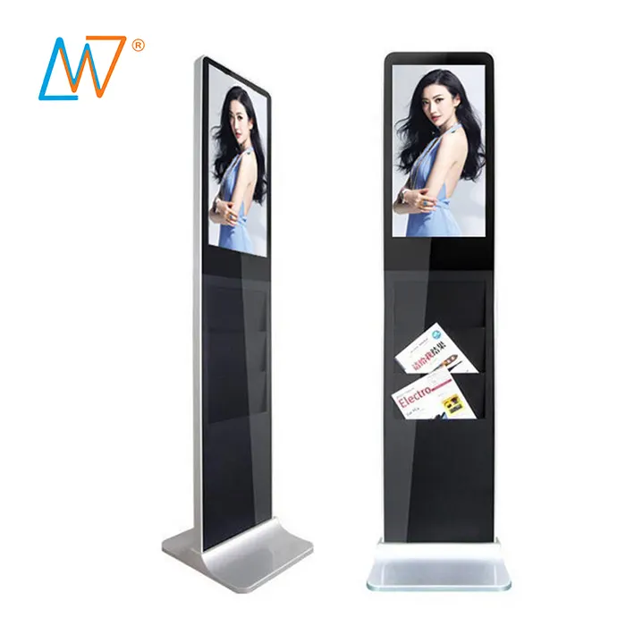 22 inch free stand touch screen digital kiosk lcd display brochure holder for hotel