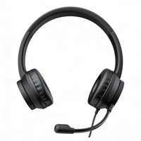 Casque filaire USB avec microphone dynamique, accessoire pour téléphone et ordinateur en cuir pour les utilisateurs mobiles