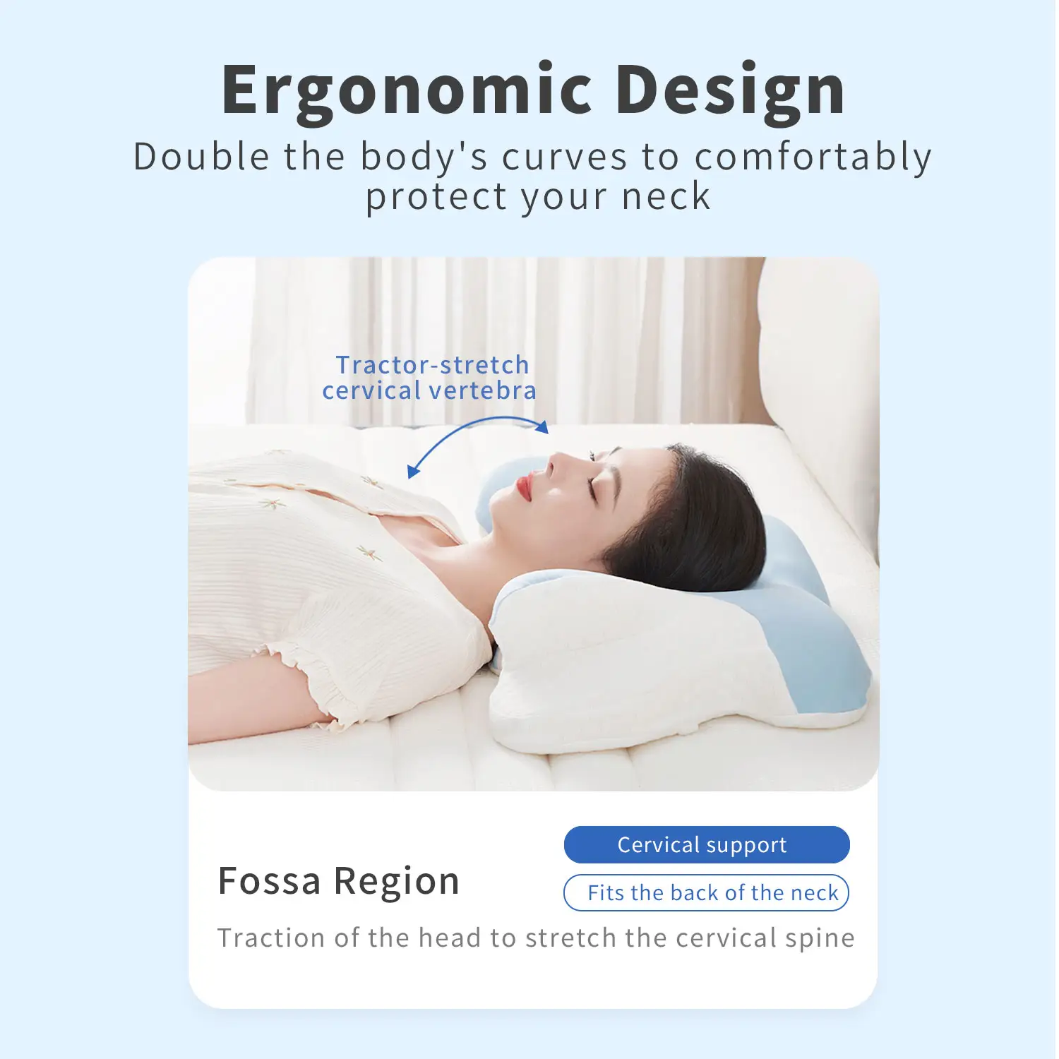 Ergonomic chỉnh hình cổ hỗ trợ cổ tử cung gối có thể tháo rời Bộ nhớ bọt sâu ngủ gối cho cổ Pain Relief