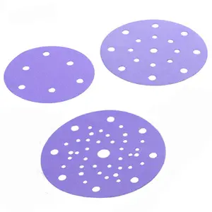 Various Size Purple Sandpaper Aluminum Oxide 125mm/5inch 115mm/4.5inch Abrasive Green PET Hook and Loop Sanding Disc