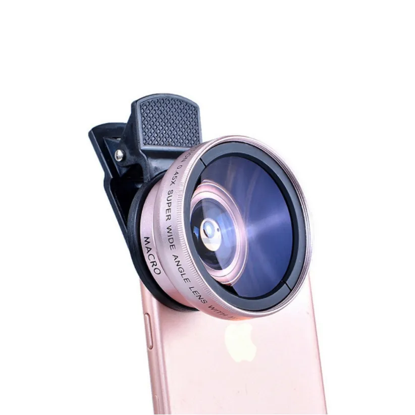 Photography Equipment Smartphone Camera Lenses Clip 0.45x Wide Angle Mobile Phone Macro Lens Micro Lens for Phone