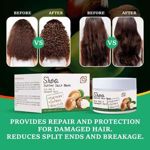 Crema para el cabello orgánica de manteca de karité para todo tipo de cabello, protección nutritiva para reparar daños, reduce la rotura de las puntas abiertas, incluidas las teñidas - Product Image 6